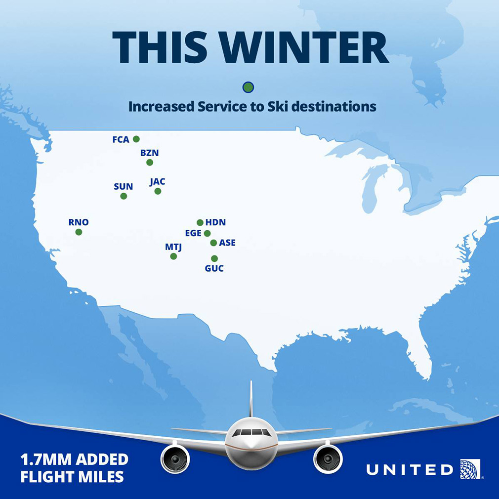 United airlines ski routes